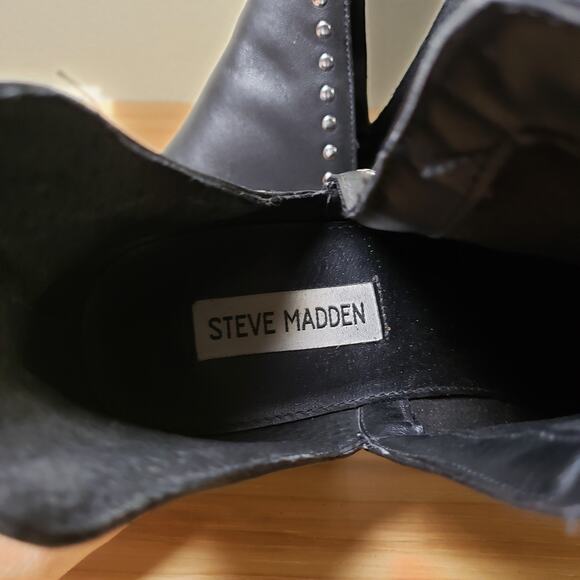 Steve Madden Women's 7 Conspire Studded Leather Ankle Booties Black Western Boho - Picture 7 of 8